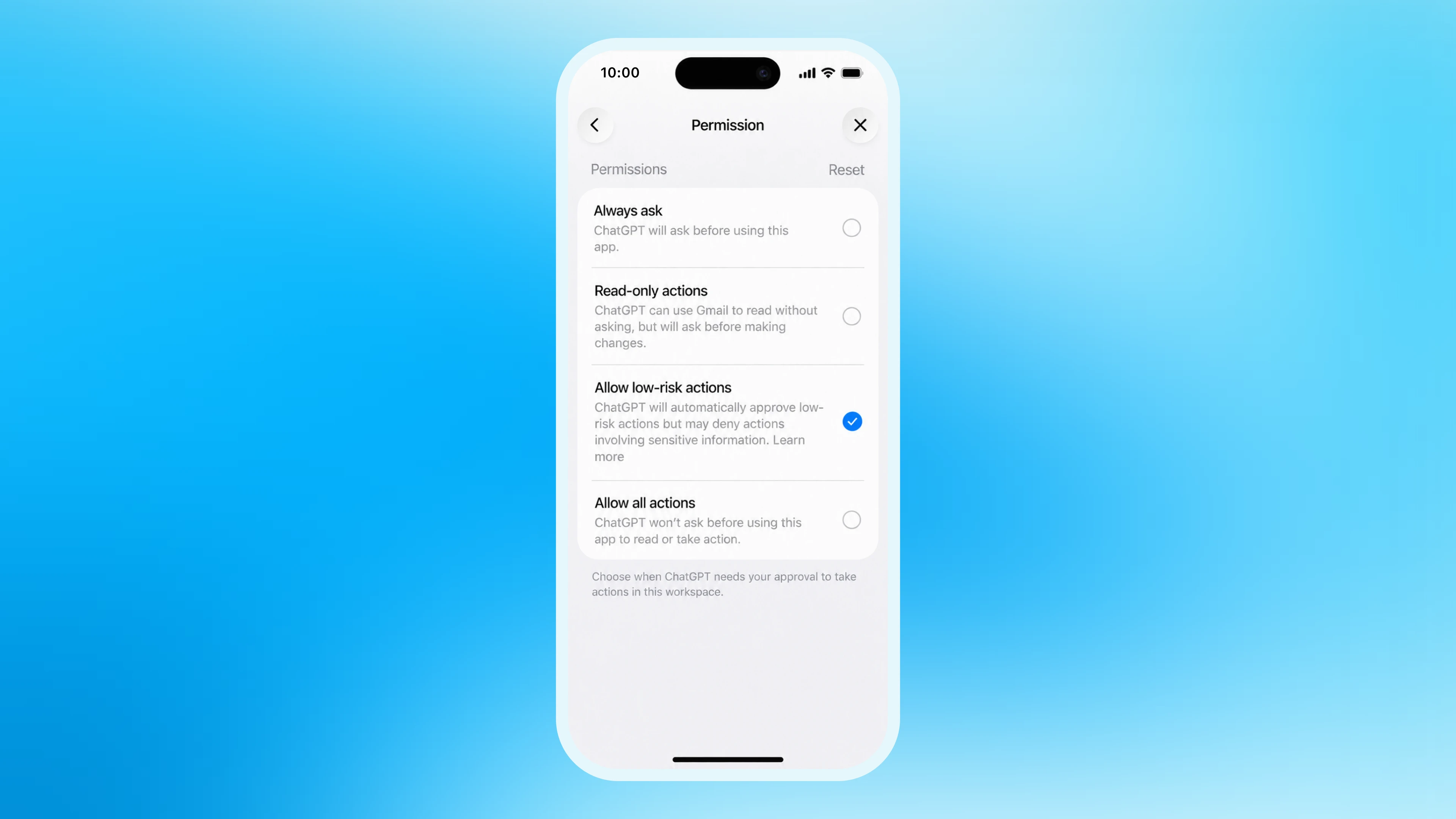 App-Berechtigungen in einem Smartphone-Rahmen vor dem dots-Hintergrundbild.