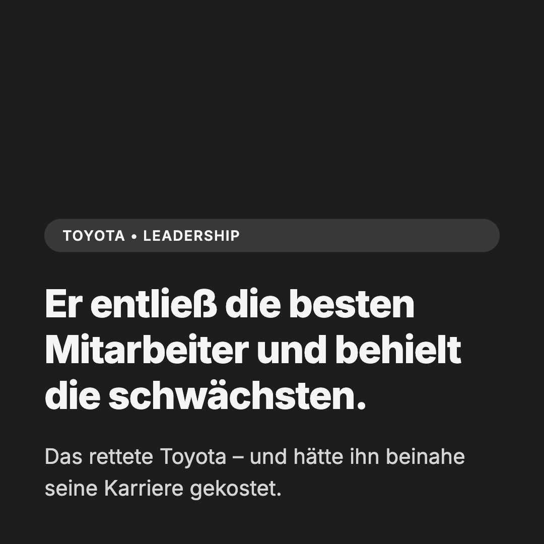 Bild 1 von 14: Er entließ die besten Mitarbeiter und behielt die schwächsten. Das rettete Toyota – und hätte ihn beinahe seine Karriere gekostet.