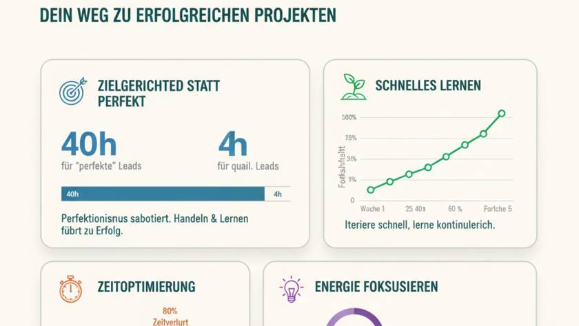Person am Schreibtisch, die bewusst ein Dokument abschickt – Symbol für Handeln statt Perfektionismus