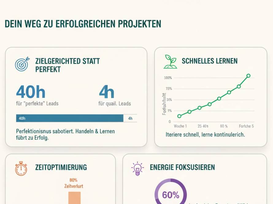 Person am Schreibtisch, die bewusst ein Dokument abschickt – Symbol für Handeln statt Perfektionismus