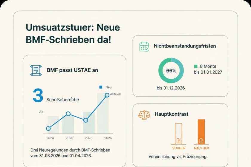 BMF-Schreiben zu Umsatzsteuer-Neuregelungen 2026: Organkreis, Nutzungsänderung, grenzüberschreitende Wertabgaben