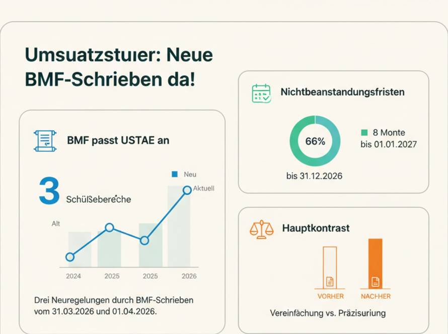 BMF-Schreiben zu Umsatzsteuer-Neuregelungen 2026: Organkreis, Nutzungsänderung, grenzüberschreitende Wertabgaben