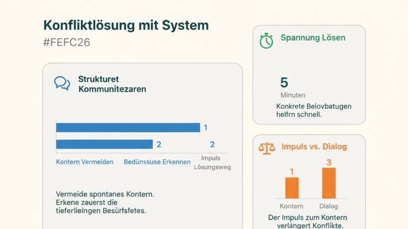 Zwei Personen im Gespräch an einem Tisch, sachliche Atmosphäre, Konfliktklärung im beruflichen Kontext