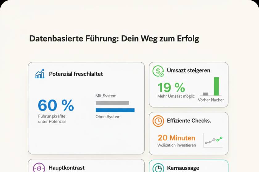Führungskraft analysiert ein digitales Dashboard mit Leistungsdaten ihrer Teamleiter im Mittelstandsunternehmen