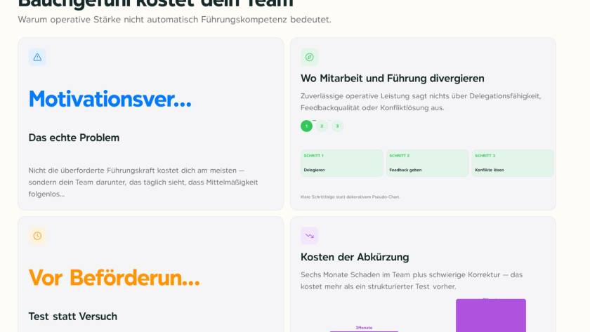 Führungskraft im Gespräch mit Team, Beförderungsentscheidung und Führungseignung prüfen