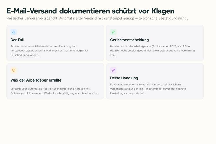 Laptop mit geöffnetem Bewerbungsportal und Versandbestätigung einer E-Mail-Einladung